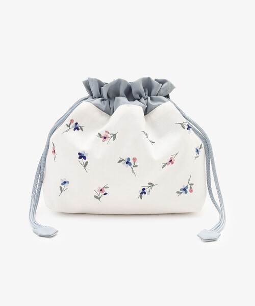 Afternoon Tea(アフタヌーンティー)の「エリタージュフルール刺繍保冷巾着ランチバッグ(キッチンツール・レディース・ブルー・ONE SIZE)」の1枚目の写真