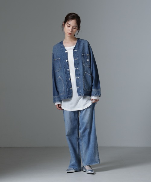 Lee（リー）の「Lee/ENGINEER SHIRTS JACKET（ノーカラージャケット・レディース・ブルー・L）」の7枚目の写真