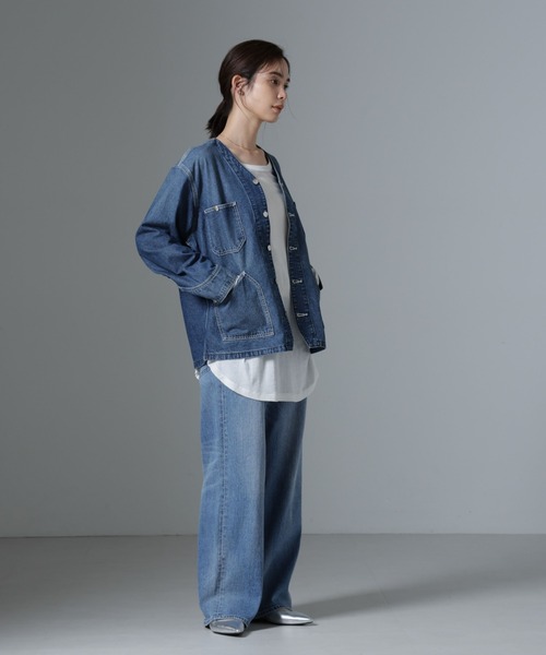 Lee（リー）の「Lee/ENGINEER SHIRTS JACKET（ノーカラージャケット・レディース・ブルー・L）」の8枚目の写真