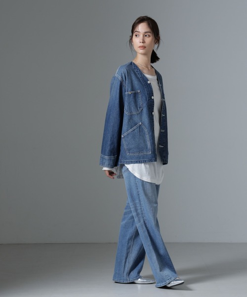 Lee（リー）の「Lee/ENGINEER SHIRTS JACKET（ノーカラージャケット・レディース・ブルー・L）」の9枚目の写真