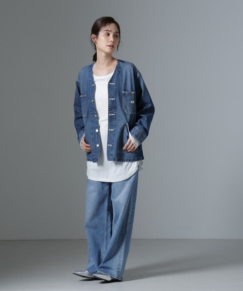 Lee（リー）の「Lee/ENGINEER SHIRTS JACKET（ノーカラージャケット・レディース・ブルー・L）」の10枚目の写真