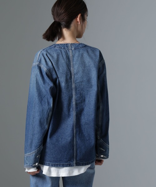 Lee（リー）の「Lee/ENGINEER SHIRTS JACKET（ノーカラージャケット・レディース・ブルー・L）」の6枚目の写真