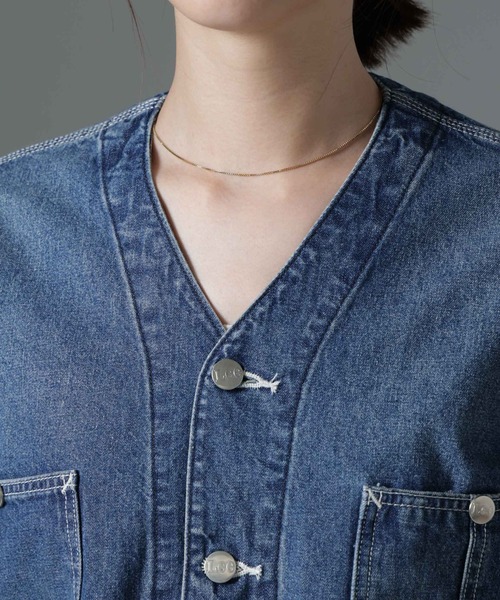 Lee（リー）の「Lee/ENGINEER SHIRTS JACKET（ノーカラージャケット・レディース・ブルー・L）」の14枚目の写真