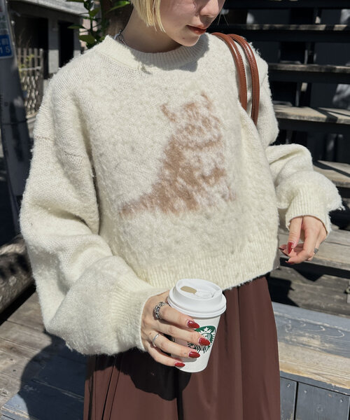 w closet（ダブルクローゼット）の「【新色登場！】キャットニットプルオーバー（ニット/セーター・レディース・ピンク/ネイビー/アイボリー/レッド・FREE）」の6枚目の写真