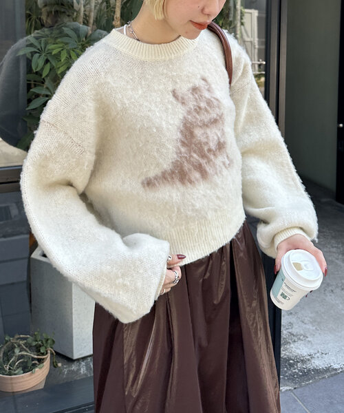 w closet（ダブルクローゼット）の「【新色登場！】キャットニットプルオーバー（ニット/セーター・レディース・ピンク/ネイビー/アイボリー/レッド・FREE）」の8枚目の写真