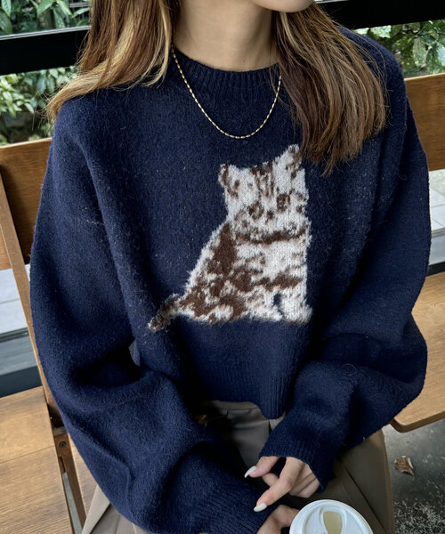 w closet（ダブルクローゼット）の「【新色登場！】キャットニットプルオーバー（ニット/セーター・レディース・ピンク/ネイビー/アイボリー/レッド・FREE）」の18枚目の写真