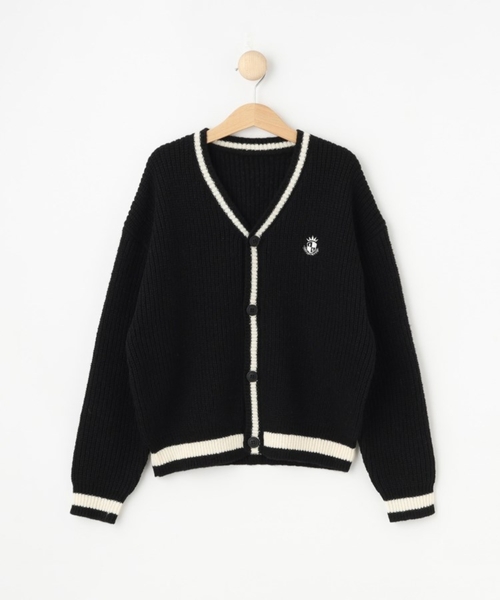 SHOO・LA・RUE（シューラルー）の「【100-140cm/プチセレ】ラインニットカーディガン（カーディガン/ボレロ・キッズ・ブラック/オフホワイト・14/13/12/11/10）」の3枚目の写真