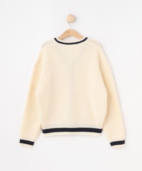 SHOO・LA・RUE（シューラルー）の「【100-140cm/プチセレ】ラインニットカーディガン（カーディガン/ボレロ・キッズ・ブラック/オフホワイト・14/13/12/11/10）」の5枚目の写真