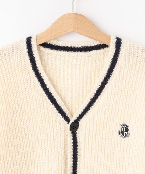 SHOO・LA・RUE（シューラルー）の「【100-140cm/プチセレ】ラインニットカーディガン（カーディガン/ボレロ・キッズ・ブラック/オフホワイト・14/13/12/11/10）」の6枚目の写真