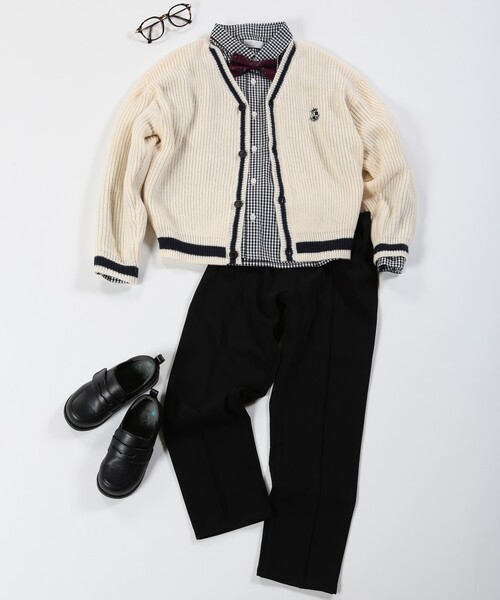 SHOO・LA・RUE（シューラルー）の「【100-140cm/プチセレ】ラインニットカーディガン（カーディガン/ボレロ・キッズ・ブラック/オフホワイト・14/13/12/11/10）」の11枚目の写真