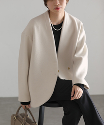 Vネックショートコート