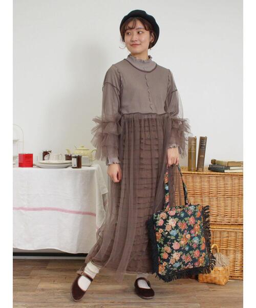 Samansa Mos2（サマンサ モスモス）の「花柄アソートゴブラントートバッグ（ハンドバッグ・レディース・ネイビー/ベージュ・F）」の7枚目の写真