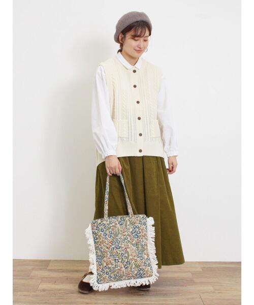 Samansa Mos2（サマンサ モスモス）の「花柄アソートゴブラントートバッグ（ハンドバッグ・レディース・ネイビー/ベージュ・F）」の12枚目の写真