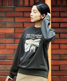 THREE FIFTY STANDARD Saturday Evening Post ヴィンテージライクプリントトレーナー