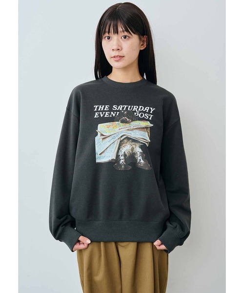 ＴＨＲＥＥ ＦＩＦＴＹ ＳＴＡＮＤＡＲＤ Ｓａｔｕｒｄａｙ Ｅｖｅｎｉｎｇ Ｐｏｓｔ ヴィンテージライクプリントトレーナー（スウェット）｜THREE FIFTY STANDARD（スリーフィフティースタンダード）