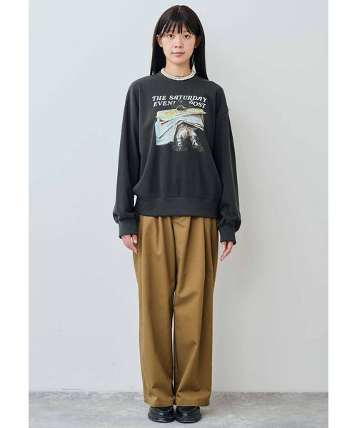 ＴＨＲＥＥ ＦＩＦＴＹ ＳＴＡＮＤＡＲＤ Ｓａｔｕｒｄａｙ Ｅｖｅｎｉｎｇ Ｐｏｓｔ ヴィンテージライクプリントトレーナー（スウェット）｜THREE FIFTY STANDARD（スリーフィフティースタンダード）