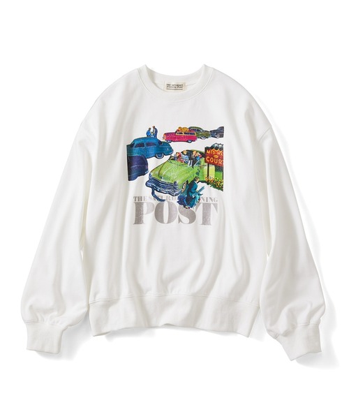 ＴＨＲＥＥ ＦＩＦＴＹ ＳＴＡＮＤＡＲＤ Ｓａｔｕｒｄａｙ Ｅｖｅｎｉｎｇ Ｐｏｓｔ ヴィンテージライクプリントトレーナー（スウェット）｜THREE FIFTY STANDARD（スリーフィフティースタンダード）
