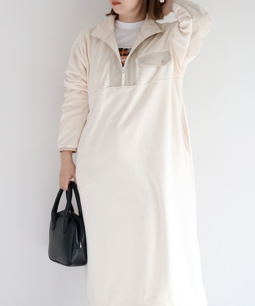 cepo(セポ)の「フリースハーフジップワンピース(ワンピース・レディース・オフホワイト/チャコール・FREE)」の8枚目の写真