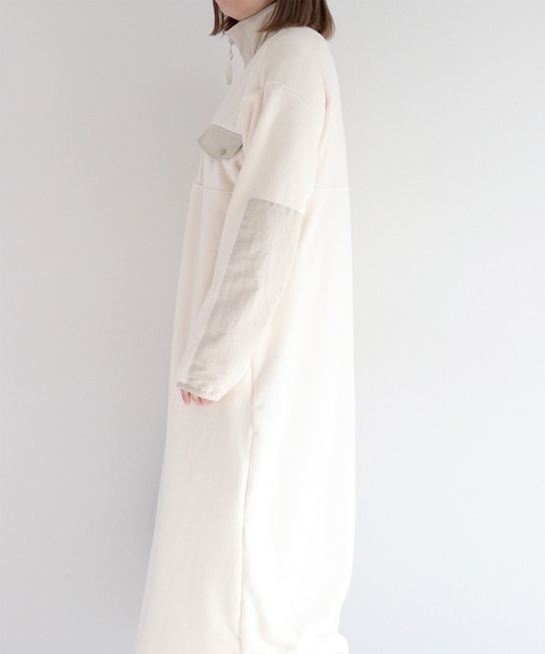 cepo(セポ)の「フリースハーフジップワンピース(ワンピース・レディース・オフホワイト/チャコール・FREE)」の9枚目の写真