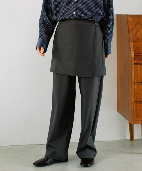 POU DOU DOU(プードゥドゥ)の「ラップスカート付きパンツ(その他パンツ・レディース・ネイビー/ターコイズブルー/ダークグレー・M)」の2枚目の写真