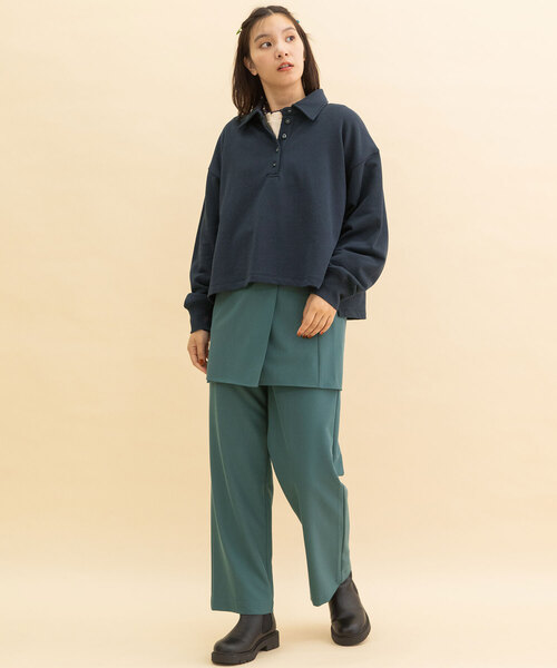 POU DOU DOU(プードゥドゥ)の「ラップスカート付きパンツ(その他パンツ・レディース・ネイビー/ターコイズブルー/ダークグレー・M)」の15枚目の写真