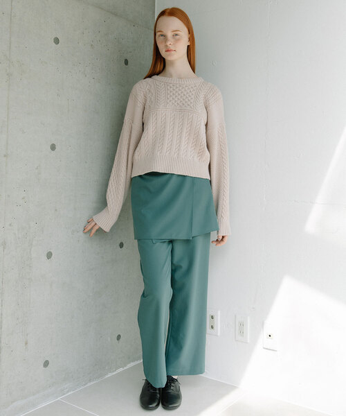 POU DOU DOU(プードゥドゥ)の「ラップスカート付きパンツ(その他パンツ・レディース・ネイビー/ターコイズブルー/ダークグレー・M)」の21枚目の写真