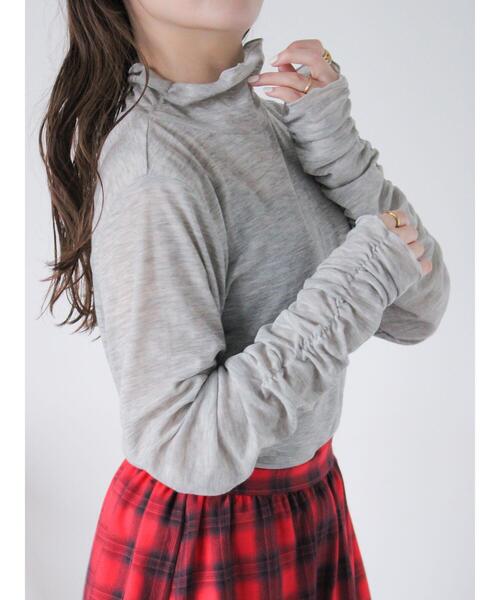 ehka sopo（エヘカソポ）の「シアーハイネックカットソー（Tシャツ/カットソー・レディース・ブラック/オフホワイト/ミント/グレー・F）」の3枚目の写真