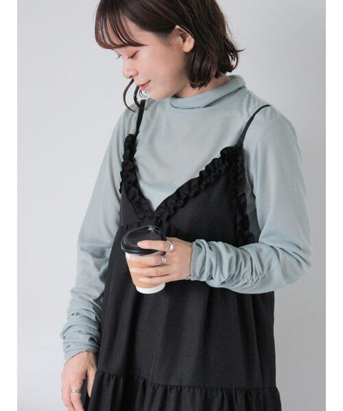 ehka sopo（エヘカソポ）の「シアーハイネックカットソー（Tシャツ/カットソー・レディース・ブラック/オフホワイト/ミント/グレー・F）」の4枚目の写真