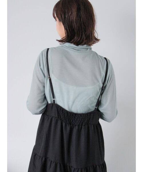 ehka sopo（エヘカソポ）の「シアーハイネックカットソー（Tシャツ/カットソー・レディース・ブラック/オフホワイト/ミント/グレー・F）」の6枚目の写真