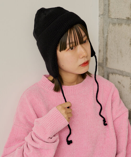 WHIMSIC(ウィムジック)の「【WHIMSIC】イヤーニットキャップ(ニットキャップ/ビーニー・レディース・ブラウン/ブラック/チャコールグレー・FREE)」の2枚目の写真