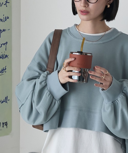 forksy.(フォルクシー)の「【forksy.】アウトリンキングリメイク風スウェット(スウェット・レディース・チャコール/グレイッシュブルー・FREE)」の11枚目の写真