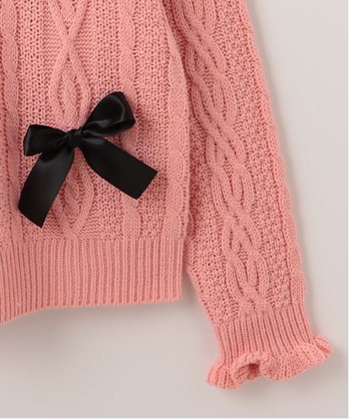 by LOVEiT（バイラビット）の「ケーブルロゴニット（ニット/セーター・キッズ・グレー/オフホワイト/ピンク・120cm/130cm/140cm/150cm/160cm）」の7枚目の写真