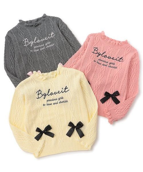 by LOVEiT（バイラビット）の「ケーブルロゴニット（ニット/セーター・キッズ・グレー/オフホワイト/ピンク・120cm/130cm/140cm/150cm/160cm）」の9枚目の写真