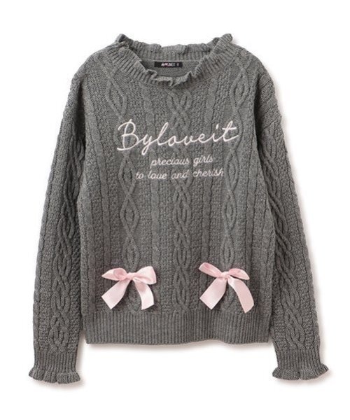 by LOVEiT（バイラビット）の「ケーブルロゴニット（ニット/セーター・キッズ・グレー/オフホワイト/ピンク・120cm/130cm/140cm/150cm/160cm）」の10枚目の写真