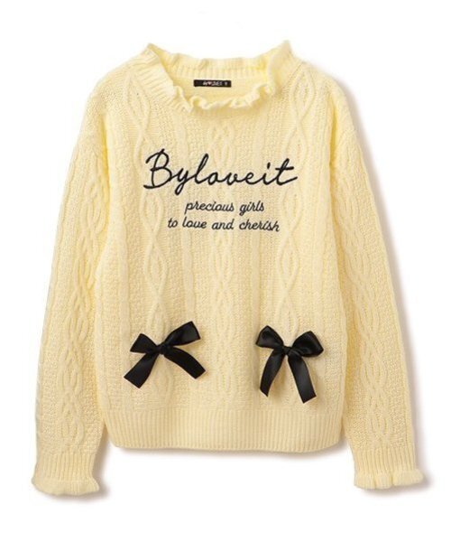 by LOVEiT（バイラビット）の「ケーブルロゴニット（ニット/セーター・キッズ・グレー/オフホワイト/ピンク・120cm/130cm/140cm/150cm/160cm）」の11枚目の写真