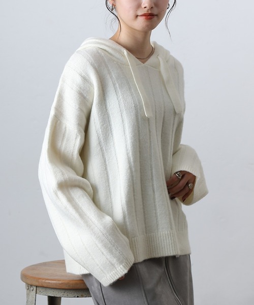 【セール】ワイドリブニットフーディー（ニット/セーター）｜COLONY 2139（コロニートゥーワンスリーナイン） 4,941円