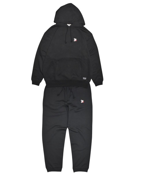 DOUBLE STEAL(ダブルスティール)の「cards embroidery 裏パイルパーカー(スウェット・メンズ・ブラック/グレー/カーキ・LARGE/X-LARGE)」の1枚目の写真