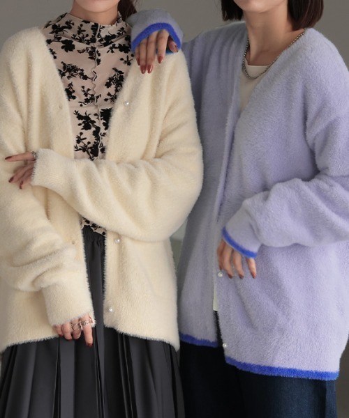 HUG.U(ハグユー)の「ふわもち。シャギーニットカーディガン(カーディガン/ボレロ・レディース・グリーン系/ブラウン系/パープル系/アイボリー/グレー/レッド/ブラック・FREE)」の18枚目の写真