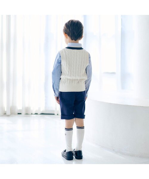 apres les cours（アプレレクール）の「【フォーマル対応】ラインニットベスト_マシンウォッシャブル（ベスト・キッズ・アイボリー・90/100/110/120/130）」の3枚目の写真