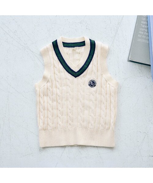 apres les cours（アプレレクール）の「【フォーマル対応】ラインニットベスト_マシンウォッシャブル（ベスト・キッズ・アイボリー・90/100/110/120/130）」の4枚目の写真