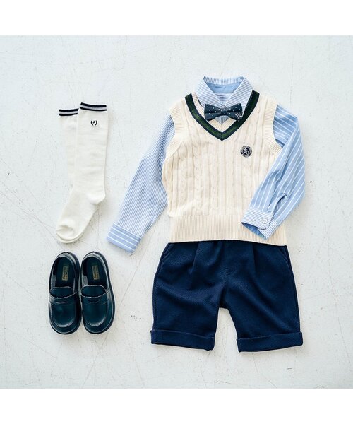 apres les cours（アプレレクール）の「【フォーマル対応】ラインニットベスト_マシンウォッシャブル（ベスト・キッズ・アイボリー・90/100/110/120/130）」の5枚目の写真