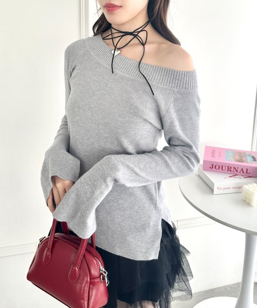 Loueme（ルエム）の「オフショルダーリブトップス（Tシャツ/カットソー・レディース・ブラック/レッド/グレー・FREE）」の6枚目の写真