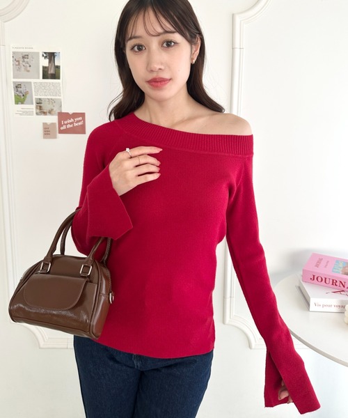 Loueme（ルエム）の「オフショルダーリブトップス（Tシャツ/カットソー・レディース・ブラック/レッド/グレー・FREE）」の19枚目の写真