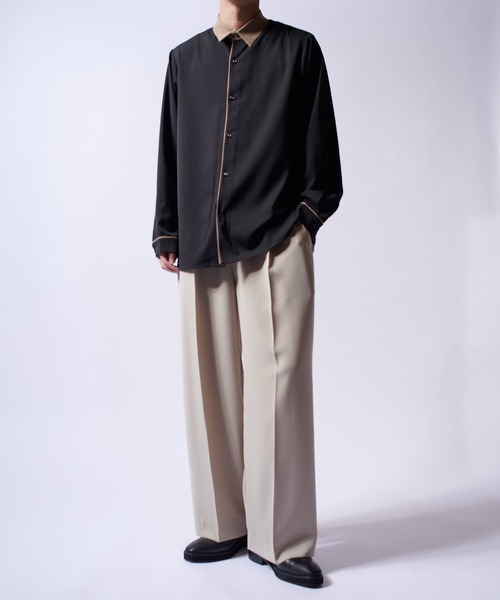 Lui's(ルイス)の「クレリックパイピングシャツ(シャツ/ブラウス・メンズ・ブラック/ホワイト/ブルー・M/S)」の13枚目の写真