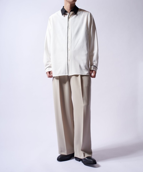 Lui's(ルイス)の「クレリックパイピングシャツ(シャツ/ブラウス・メンズ・ブラック/ホワイト/ブルー・M/S)」の7枚目の写真