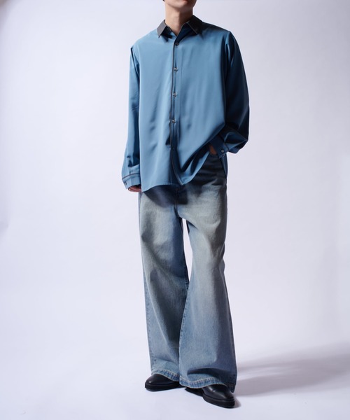 Lui's(ルイス)の「クレリックパイピングシャツ(シャツ/ブラウス・メンズ・ブラック/ホワイト/ブルー・M/S)」の19枚目の写真