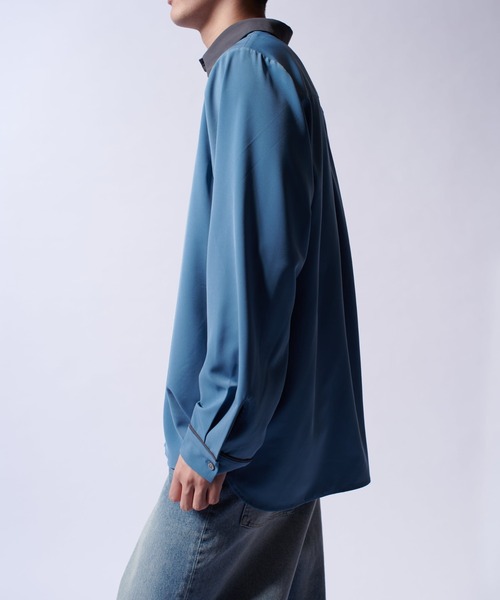 Lui's(ルイス)の「クレリックパイピングシャツ(シャツ/ブラウス・メンズ・ブラック/ホワイト/ブルー・M/S)」の17枚目の写真