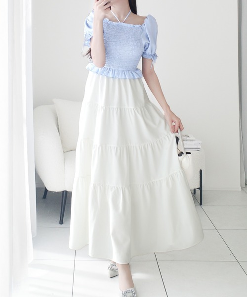 mily bilet(ミウィビレット)の「【mily bilet】必要なのは、ちょっとの変化。その日のカワイイは自分で決めるマルチWAYドッキングティアードワンピース(ワンピース・レディース・グレー/ブルー/アイボリー・X-LARGE/SMALL/MEDIUM/LARGE)」の17枚目の写真