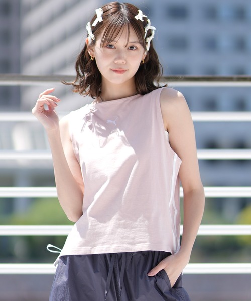 PUMA(プーマ)の「PUMA/プーマ T7 MODERN RELAXED TANK タンクトップ 633336(タンクトップ・レディース・ピンク/ブラック・M/L)」の1枚目の写真