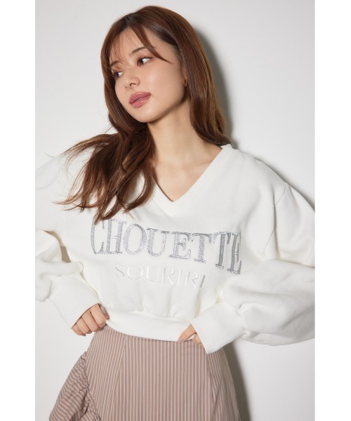 rienda(リエンダ)の「Vネックショートスウェットトップス 春服 秋服 トレーナー(スウェット・レディース・ベージュ/ホワイト/グレー・FREE)」の11枚目の写真